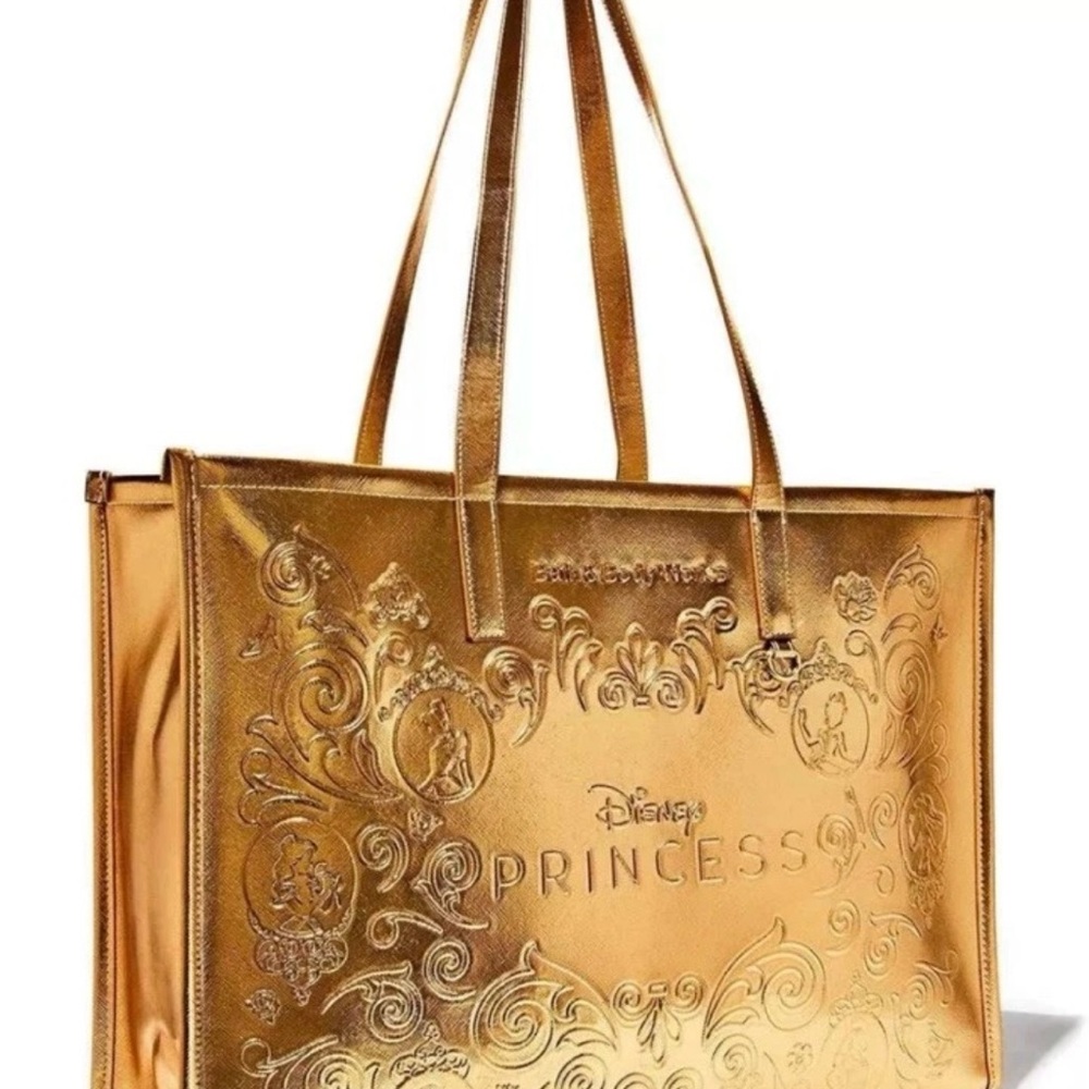 Bath & Body Works Disney Princess Gold Tote Bag & Cinderella Slipper Coin Purse